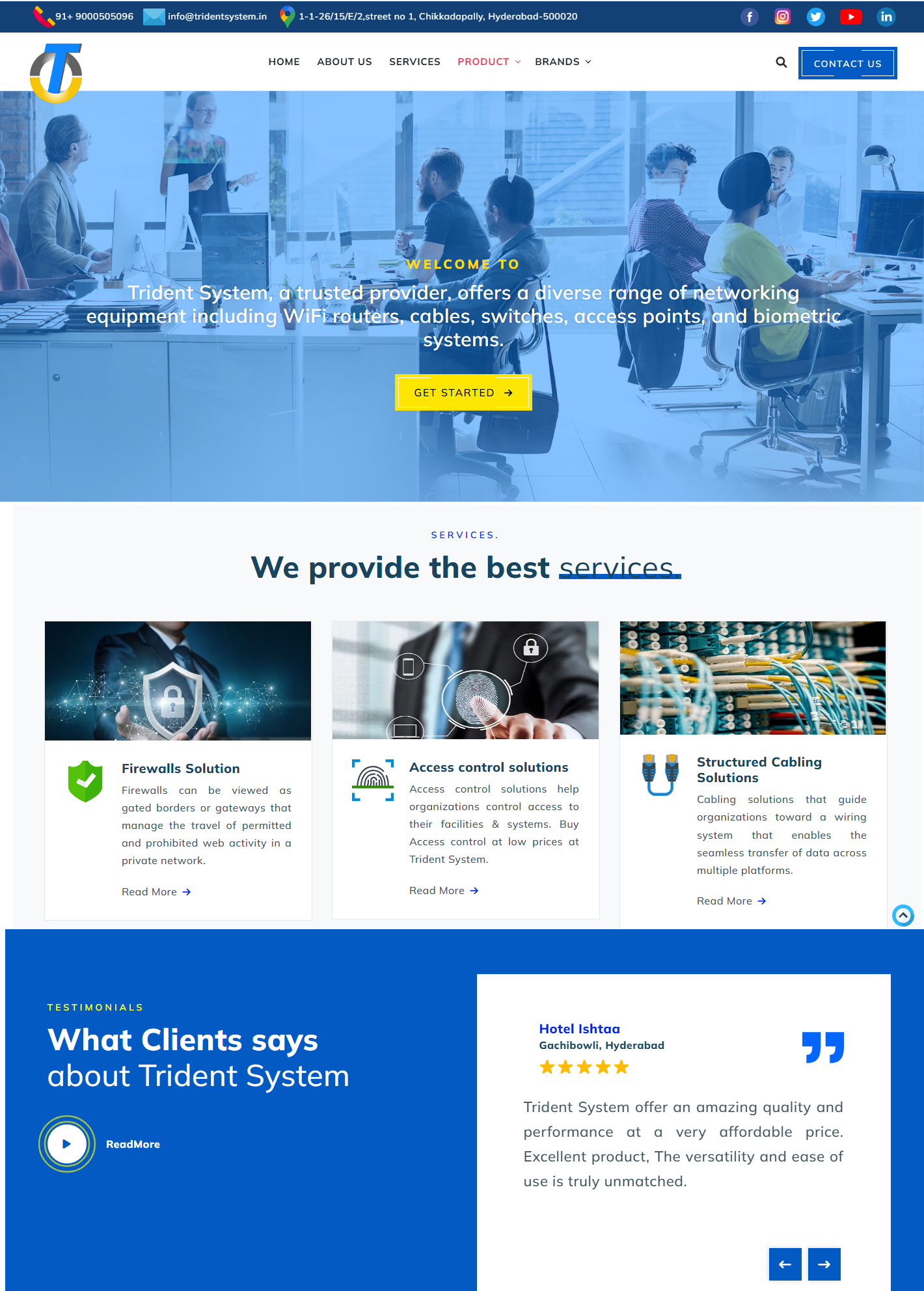 Trident System - Corporate Website developed by Creative Coder in India